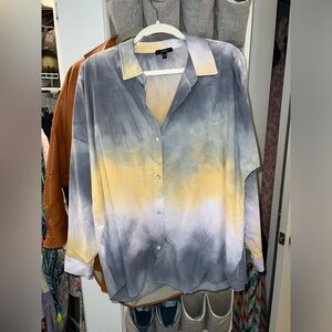 DREW Size large button-down unlined tie-dye 100% cotton loose fit shirt euc